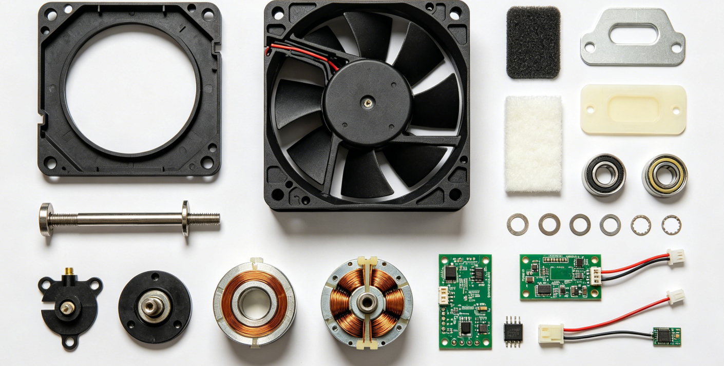 What are the internal components of a DC cooling fan? Open one and you'll understand at a glance